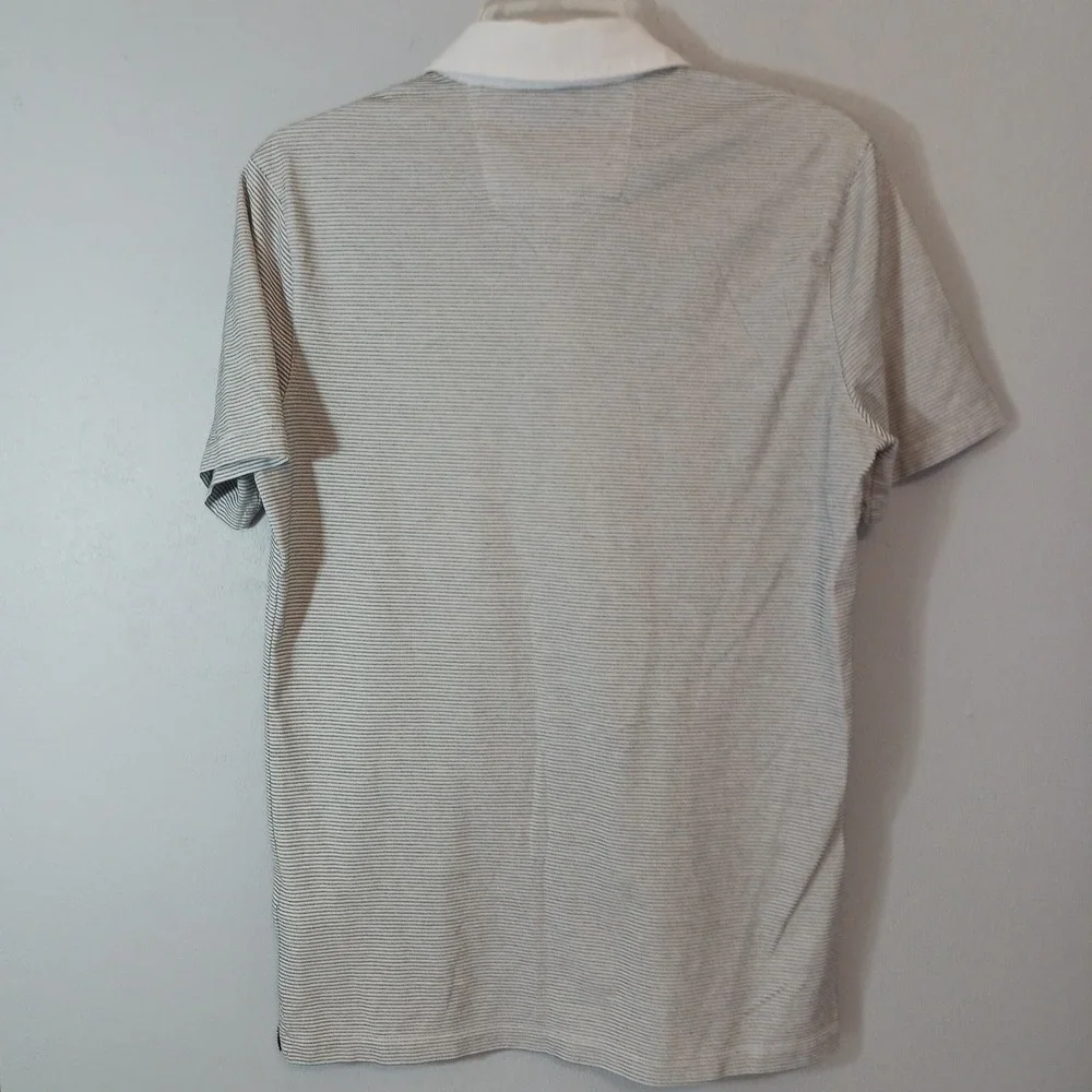 Banana Republic Luxury Touch Men's Black/White Striped Short Sleeve Polo M